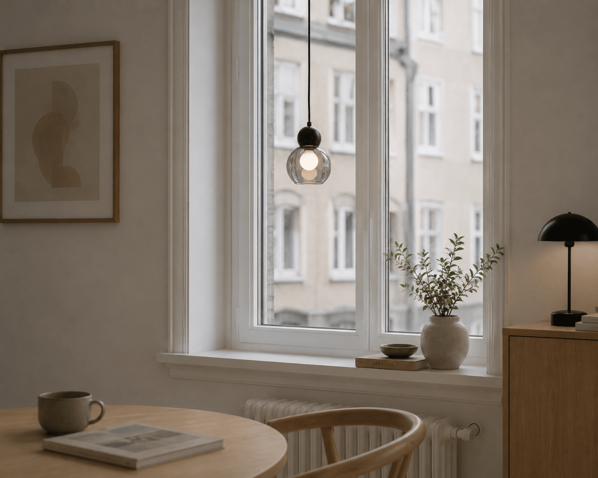 Barba Ø15 Rökfärgad/svart fönsterlampa från Lampan - Barba &auml;r en stilren f&ouml;nsterlampa med en modern och minimalistisk design.
