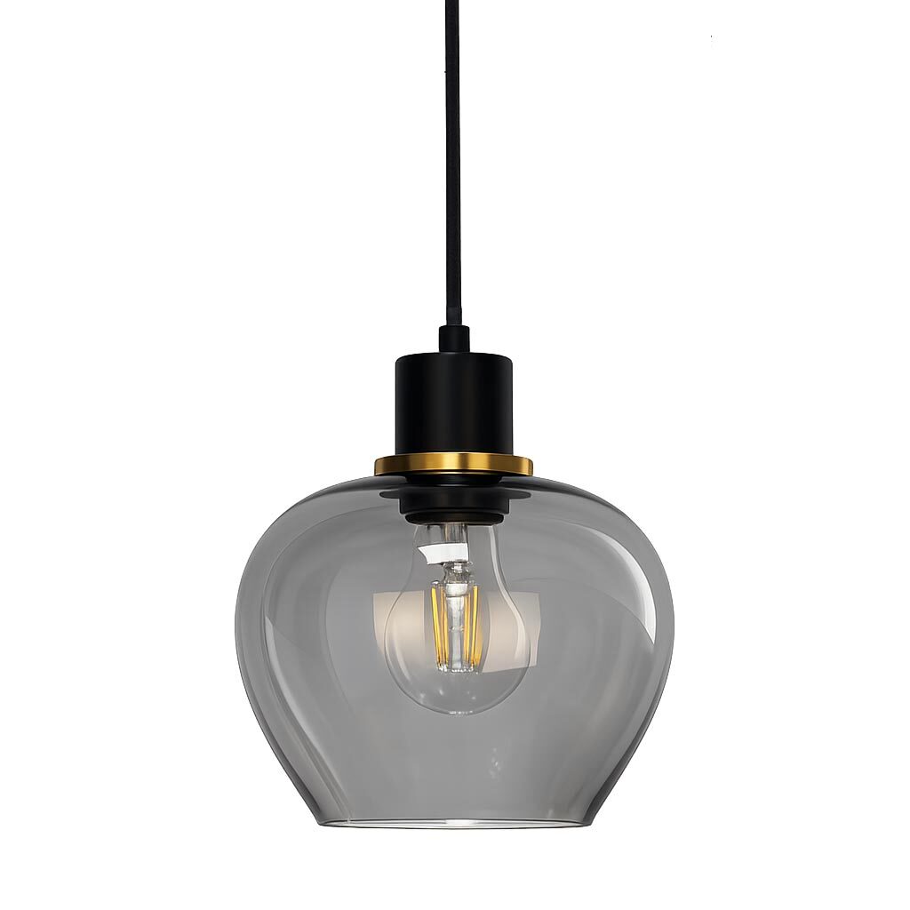 Ariston Ø20 Rökfärgad fönsterlampa från Lampan - Den r&ouml;kf&auml;rgade glaskupan ger ett fint och behagligt ljus, medan detaljen i borstad m&auml;ssingsfinish tillf&ouml;r en modern och exklusiv k&auml;nsla.