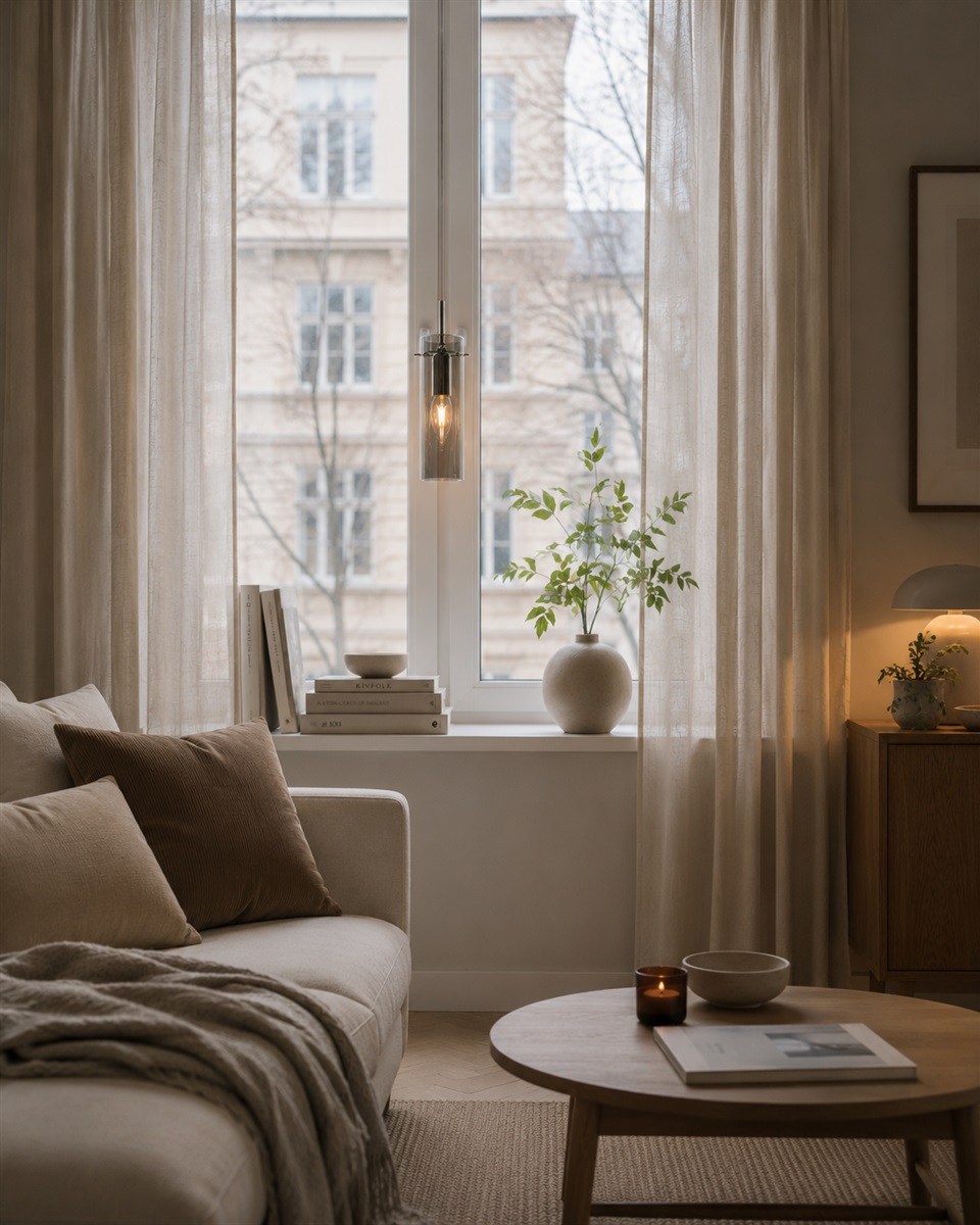 Cilinda Ø7 Krom/rökfärgad fönsterlampa från Nordic Lighting - Det r&ouml;kf&auml;rgade glaset skapar en fin ljusspridning och i kombination med kromdetaljerna blir det en snygg inredningsdetalj.