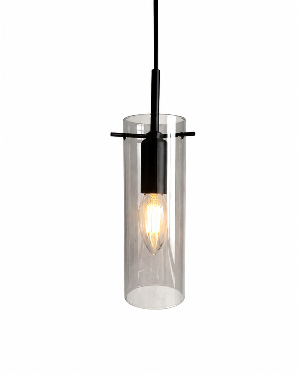 Cilinda Ø7 Svart/Rökfärgad fönsterlampa från Nordic Lighting - Det rökfärgade glaset skapar en fin ljusspridning och i kombination med den svarta metallen blir det en snygg inredningsdetalj.