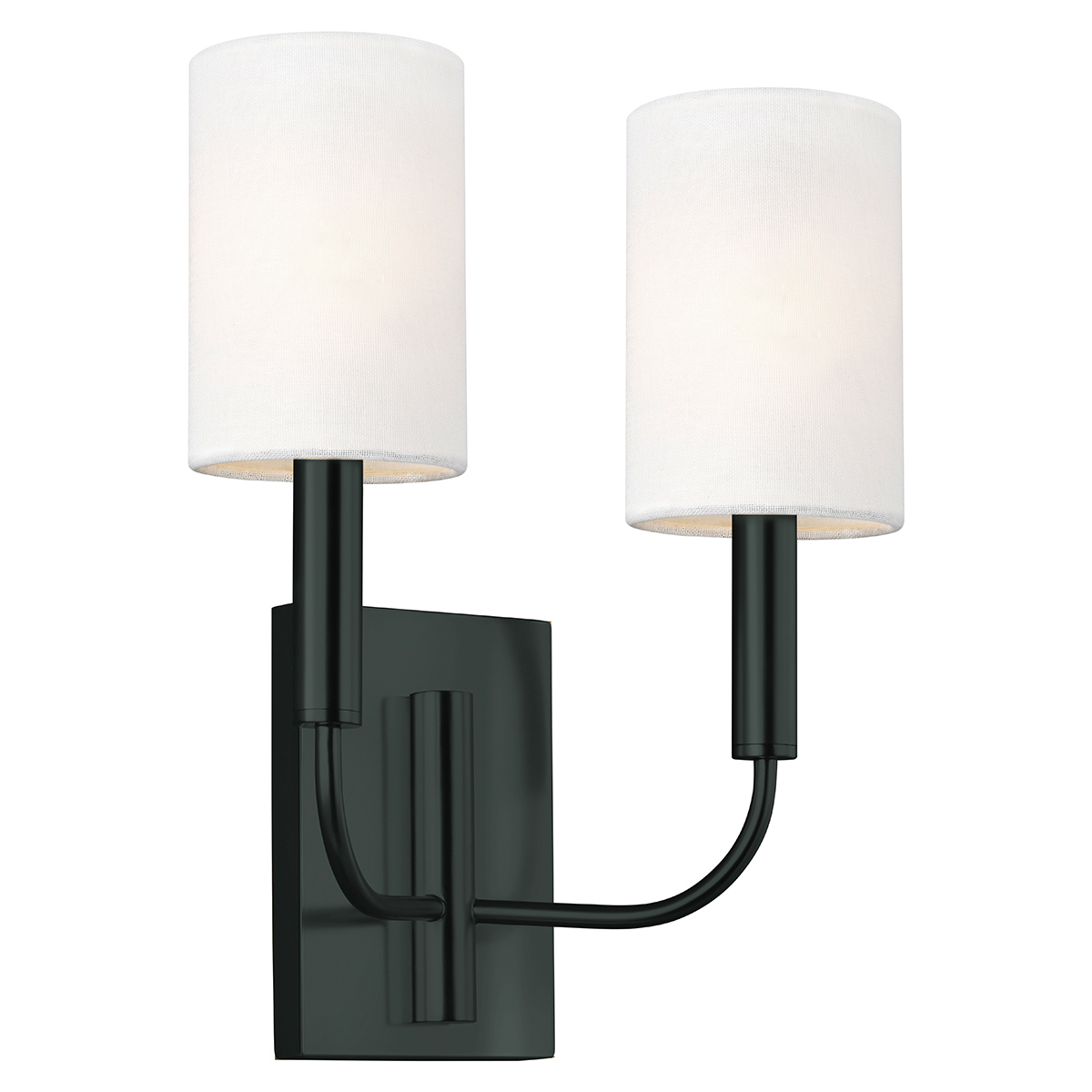 Brianna 36cm Svart vägglampa från Elstead Lighting - Armaturen &auml;r tillverkad i svart metall och har mjukt b&ouml;jda armar som skapar en fin kontrast mot den raka v&auml;ggplattan.