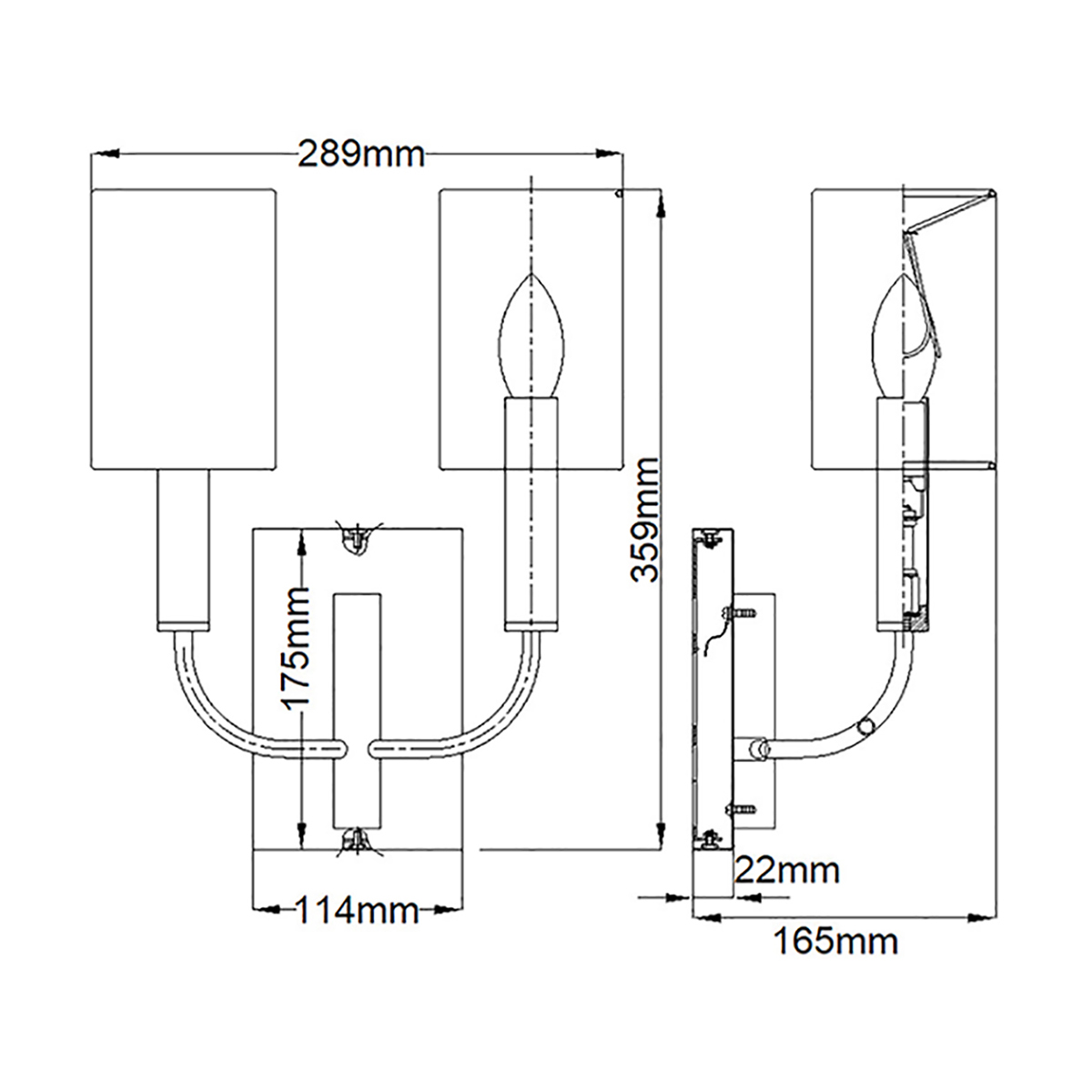 Brianna 36cm Svart vägglampa från Elstead Lighting - Armaturen &auml;r tillverkad i svart metall och har mjukt b&ouml;jda armar som skapar en fin kontrast mot den raka v&auml;ggplattan.