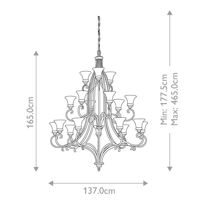 Drawing Room Ø137 Brons taklampa från Elstead Lighting - De &ouml;verlappande b&aring;garna och de r&auml;fflade detaljerna &aring;terfinns b&aring;de i de pressade glassk&aring;larna och de gjutna aluminiumf&auml;stena.