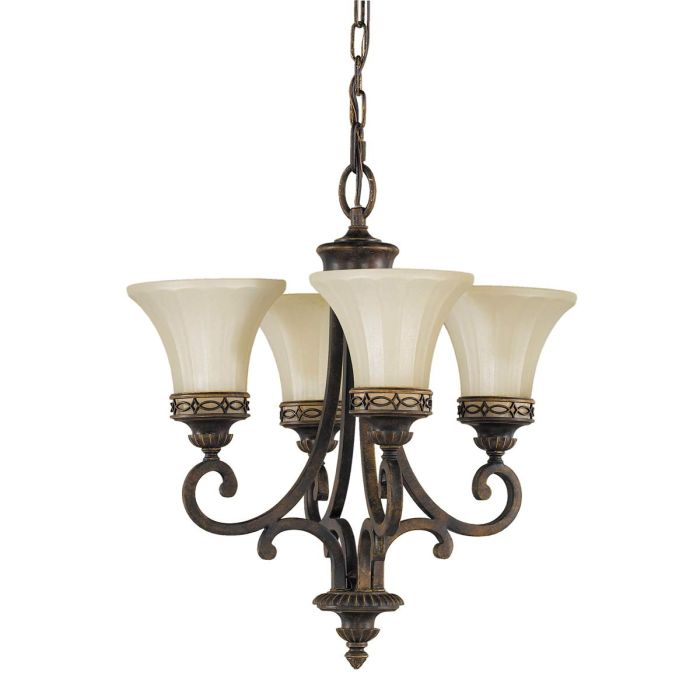 Drawing Room Ø45 Brons taklampa från Elstead Lighting - Varje ljusk&auml;lla omfamnas av ett dekorativt glas vilket skapar en vacker och harmonisk ljusspridning i rummet.