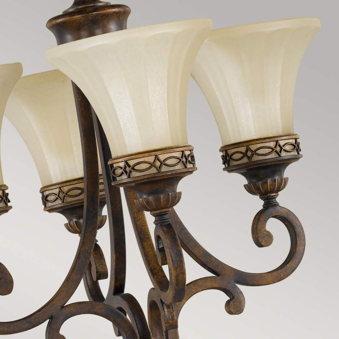 Drawing Room Ø45 Brons taklampa från Elstead Lighting - Varje ljusk&auml;lla omfamnas av ett dekorativt glas vilket skapar en vacker och harmonisk ljusspridning i rummet.
