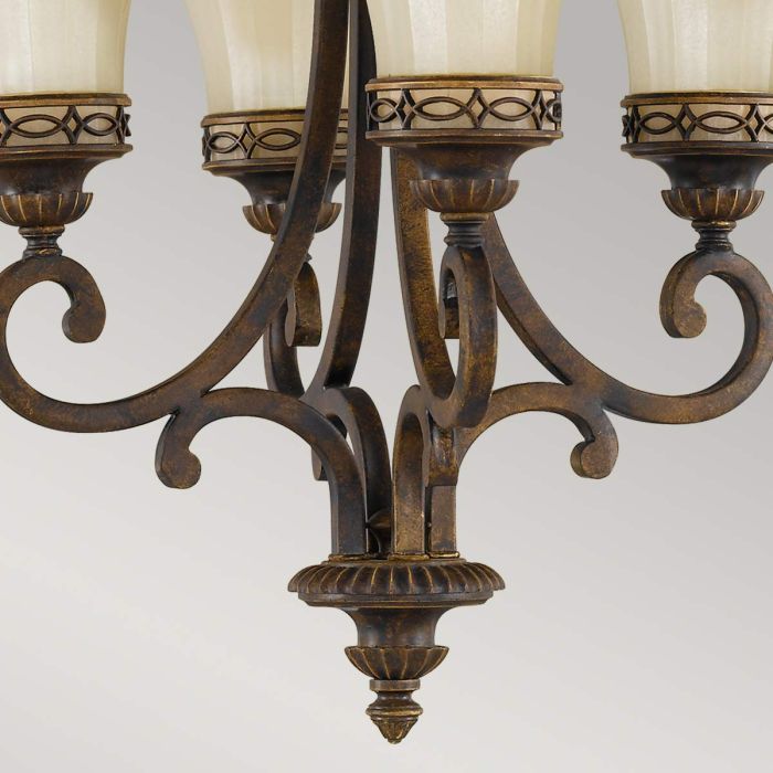 Drawing Room Ø45 Brons taklampa från Elstead Lighting - Varje ljusk&auml;lla omfamnas av ett dekorativt glas vilket skapar en vacker och harmonisk ljusspridning i rummet.