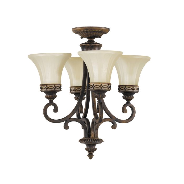 Drawing Room Ø45 Brons taklampa från Elstead Lighting - Varje ljusk&auml;lla omfamnas av ett dekorativt glas vilket skapar en vacker och harmonisk ljusspridning i rummet.