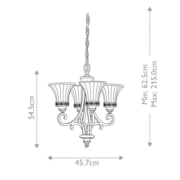 Drawing Room Ø45 Brons taklampa från Elstead Lighting - Varje ljusk&auml;lla omfamnas av ett dekorativt glas vilket skapar en vacker och harmonisk ljusspridning i rummet.