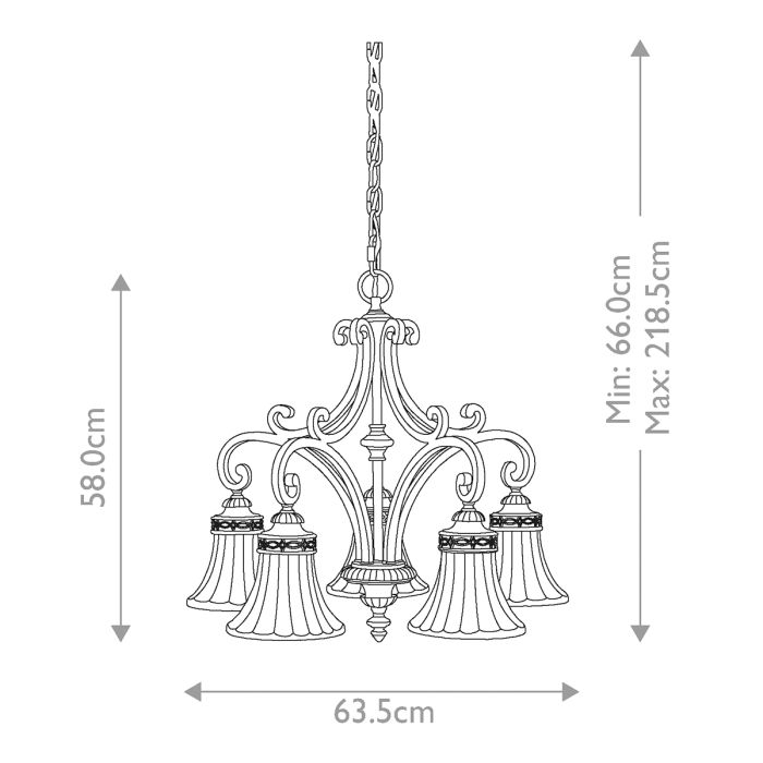 Drawing Room Ø64 Brons taklampa från Elstead Lighting - De &ouml;verlappande b&aring;garna och de r&auml;fflade detaljerna &aring;terfinns b&aring;de i de pressade glassk&aring;larna och de gjutna aluminiumf&auml;stena.
