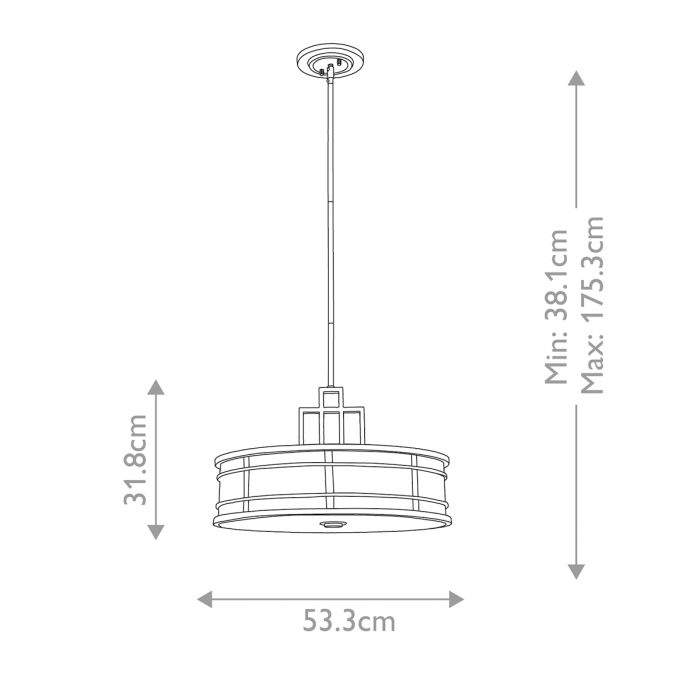 Fusion Ø53 Brons taklampa från Elstead Lighting - Fusion kombinerar inslag fr&aring;n Arts &amp; Crafts-stilen och skapar en design med vertikala och horisontella linj&auml;ra band av metall i brons finish, vilket ger en vacker kontrast mot den b&auml;rnstensf&auml;rgade r&auml;fflade glassk&auml;rmen och diffusorn.