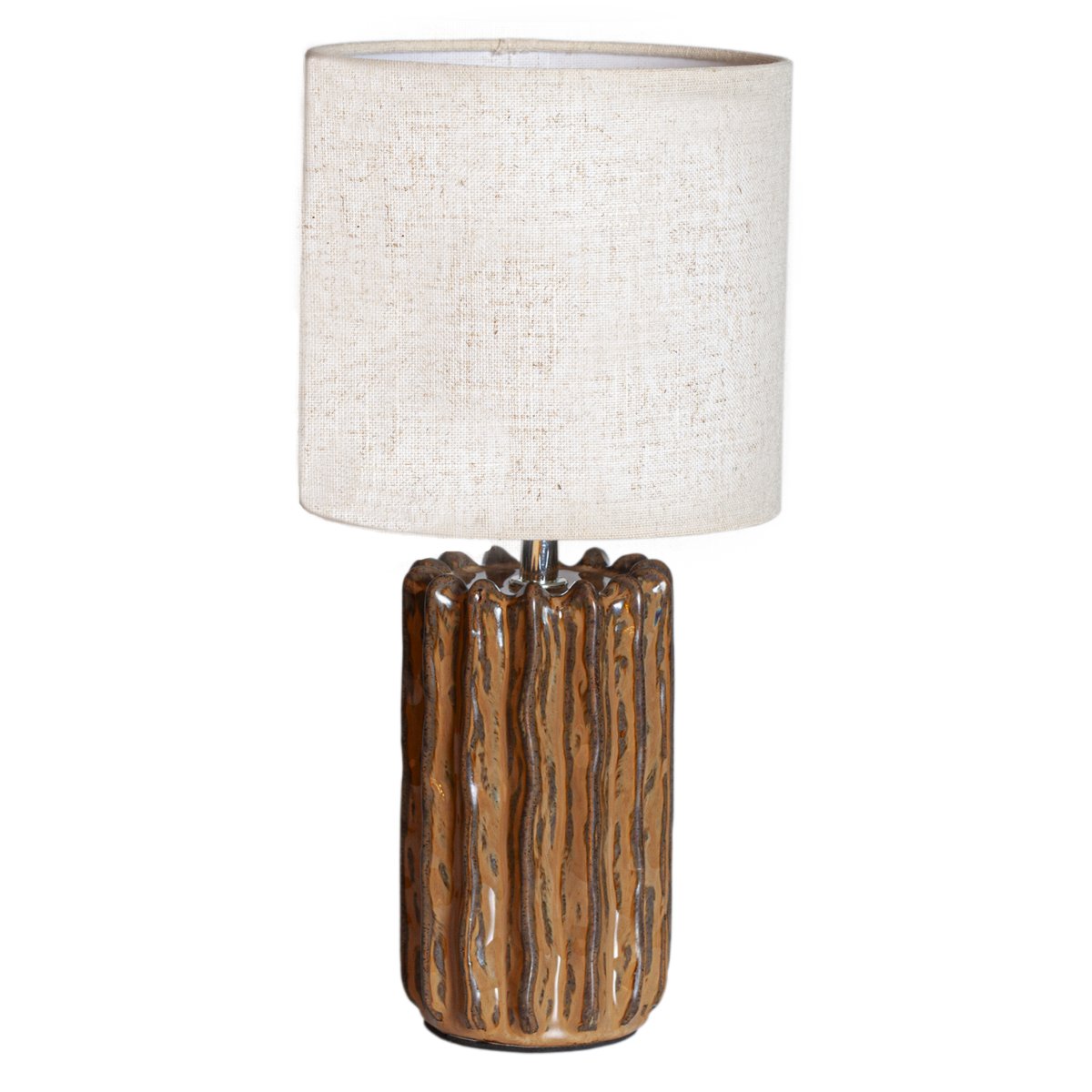 Flint 33cm Brun bordslampa från Cottex - Den strukturerade ytan och den glaserade finishen skapar ett levande uttryck med fina skiftningar i f&auml;rg och form.