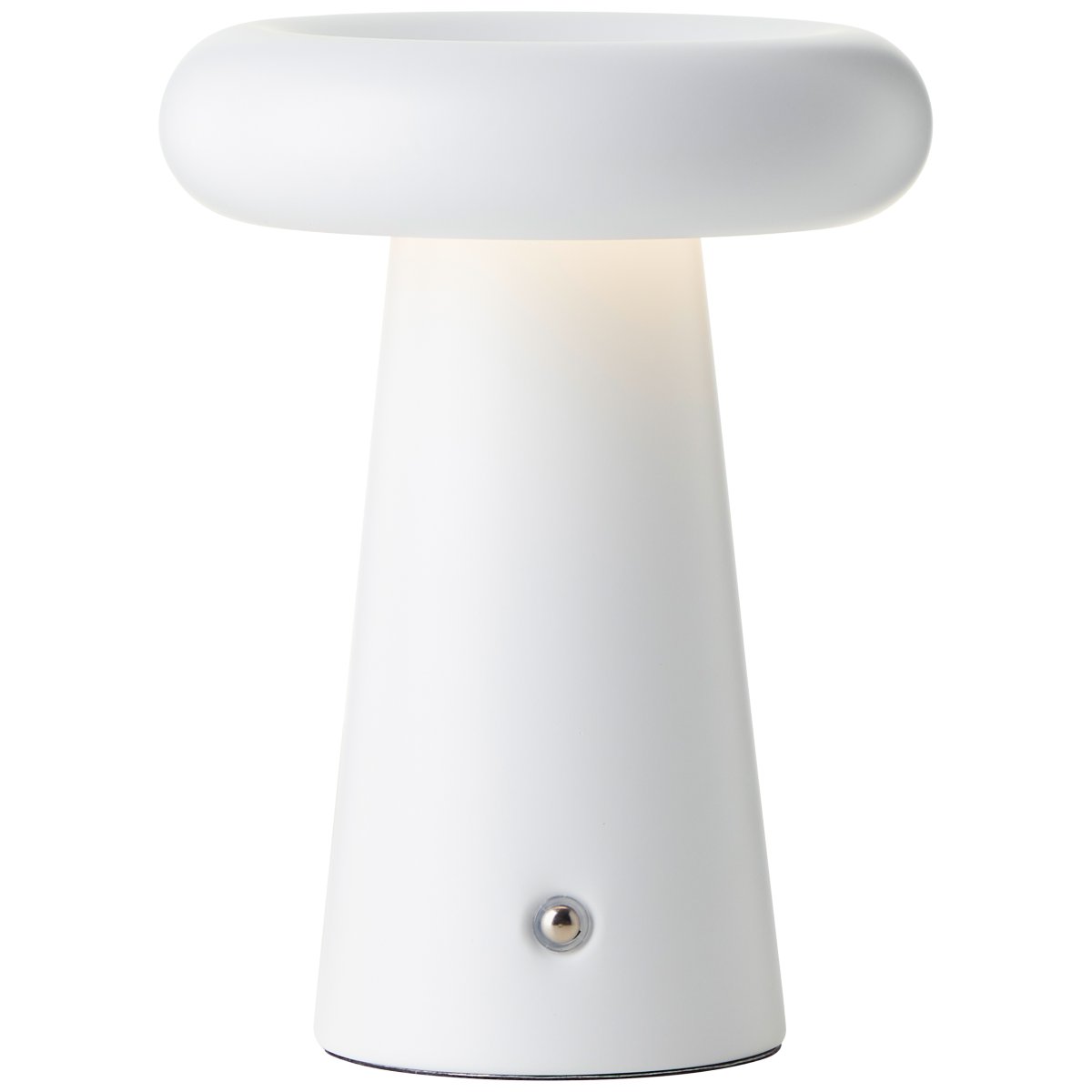Muffin 18cm Vit portabel från Brilliant - Med sin IP44 klassning g&aring;r Muffin bra att anv&auml;nda utomhus, den b&ouml;r dock laddas och f&ouml;rvaras inomhus.