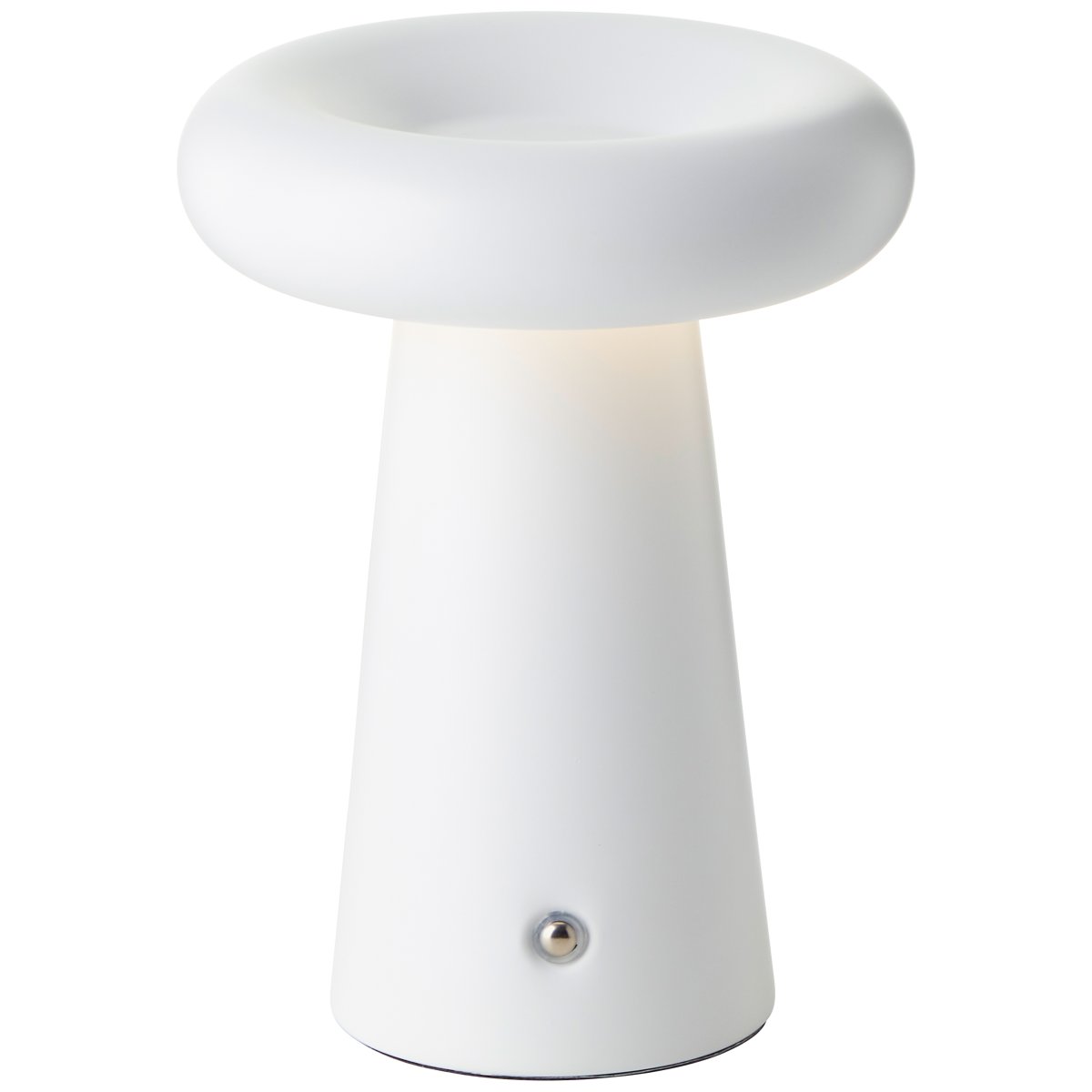 Muffin 18cm Vit portabel från Brilliant - Med sin IP44 klassning g&aring;r Muffin bra att anv&auml;nda utomhus, den b&ouml;r dock laddas och f&ouml;rvaras inomhus.
