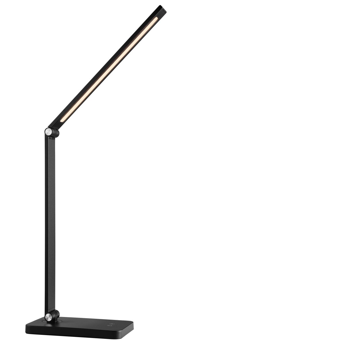 Lomina 38cm Svart skrivbordslampa från Brilliant - Med b&aring;de USB-C och USB-uttag kan du enkelt ladda externa enheter direkt fr&aring;n lampan, vilket g&ouml;r Lomina till en praktisk och stilren l&ouml;sning f&ouml;r moderna skrivbord.