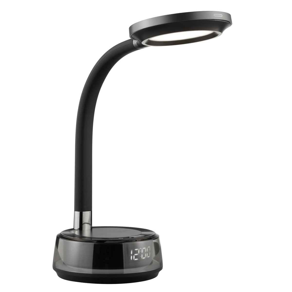 Moonglow 53cm Svart skrivbordslampa från Brilliant - Tillverkad i svart metall och plast har den en stilren design med en flexibel arm som g&ouml;r den perfekt som l&auml;s- eller s&auml;nglampa.