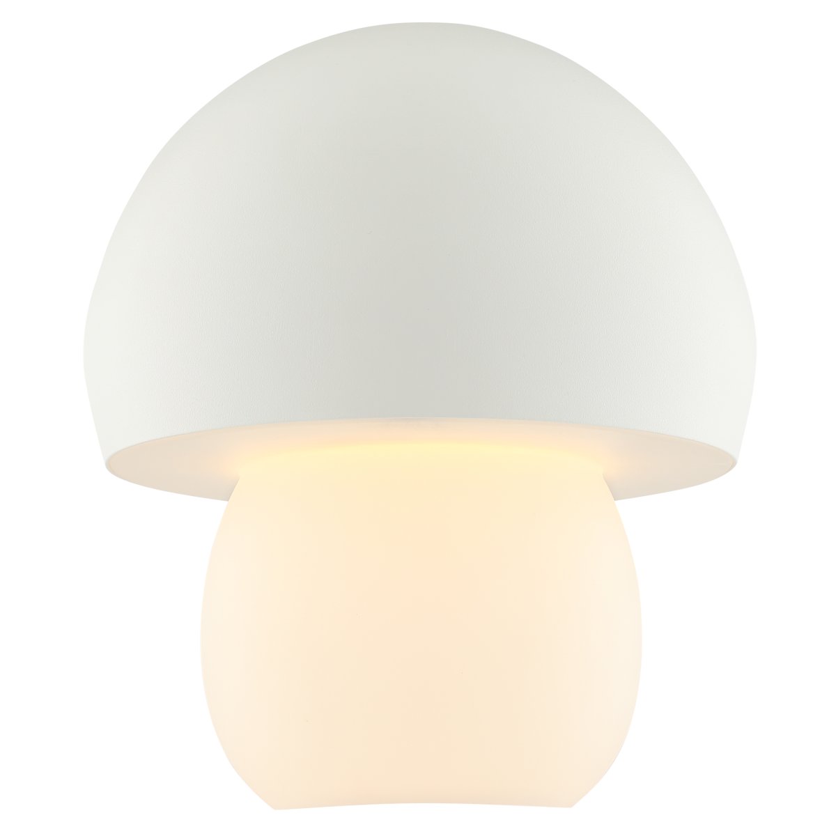 Dupis 24cm Vit portabel från Brilliant - Dupis &auml;r en modern och praktisk bordslampa i vit metall och plast, formgiven i ett svampinspirerat formspr&aring;k som g&ouml;r den till ett dekorativt inslag i alla typer av interi&ouml;rer &ndash; fr&aring;n sovrum till vardagsrum, k&ouml;k eller terrass.