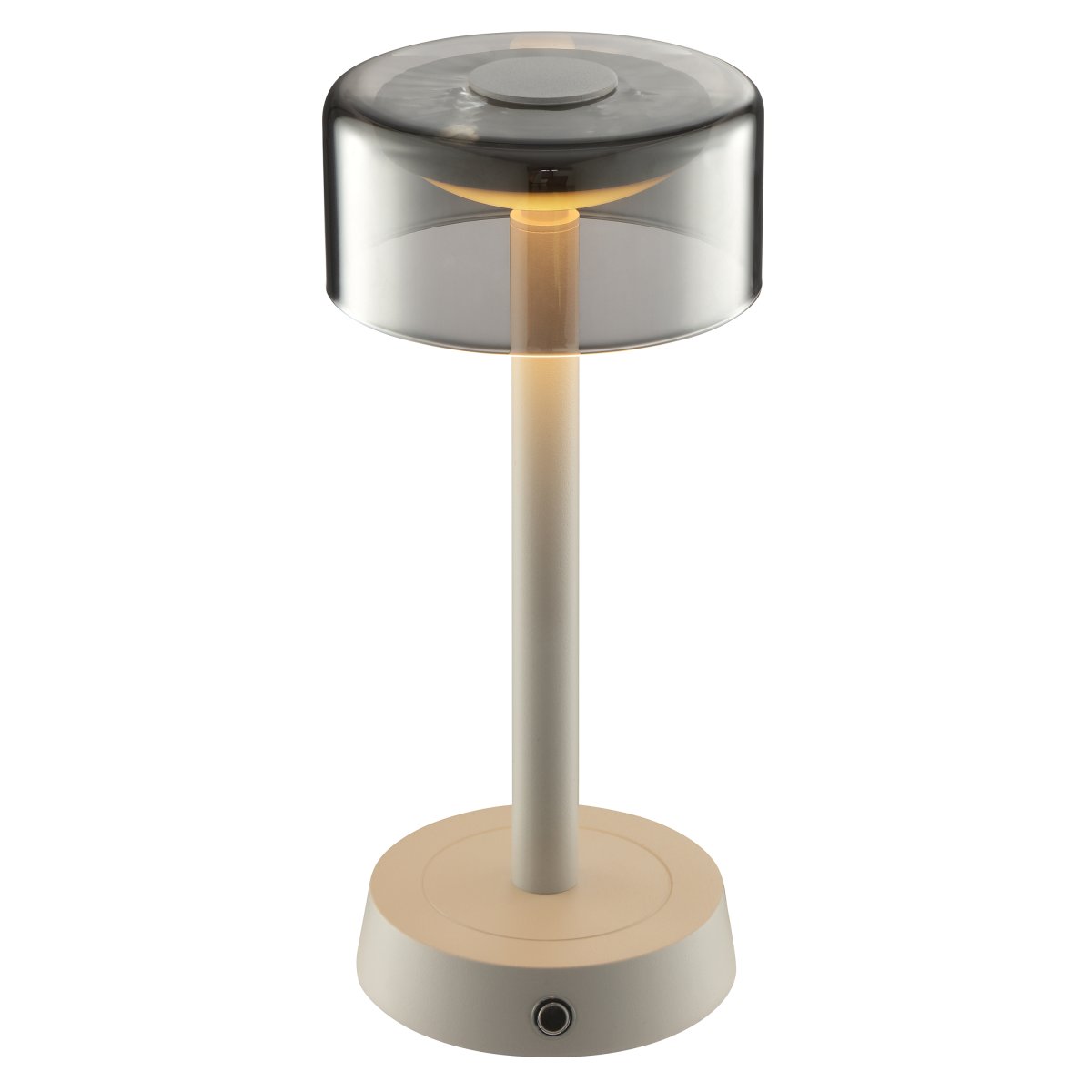 Razor 26cm Beige portabel från Brilliant - Razor &auml;r en modern och stilren portabel bordslampa med en exklusiv k&auml;nsla tack vare kombinationen av metall i beige f&auml;rg och r&ouml;kf&auml;rgat glas.