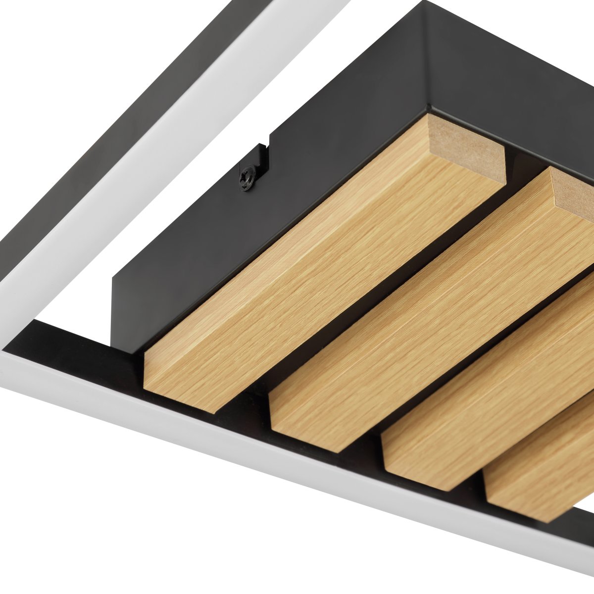Calma 28cm Svart plafond från Brilliant - Calma &auml;r en modern plafond med varm och naturlig k&auml;nsla tack vare den kombinerade designen i tr&auml; och svart metall.