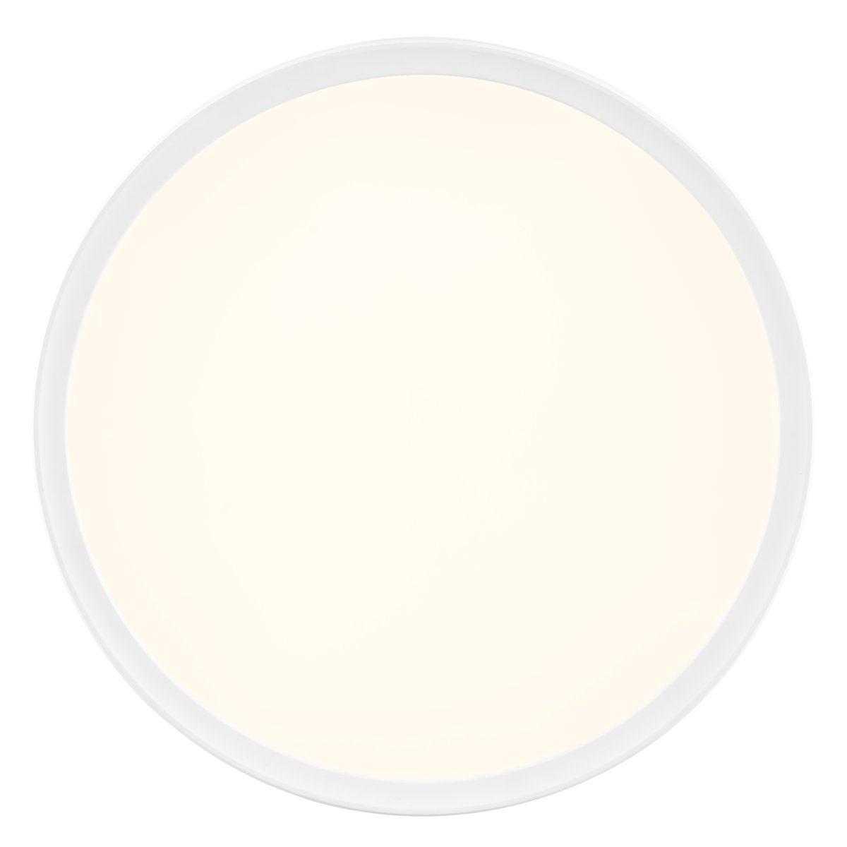 Samora Ø30 Vit plafond från Brilliant - Den vita ramen omfamnar en stor LED-panel som avger ett starkt och j&auml;mnt ljus &ouml;ver hela ytan &ndash; perfekt f&ouml;r utrymmen d&auml;r god belysning &auml;r viktig.