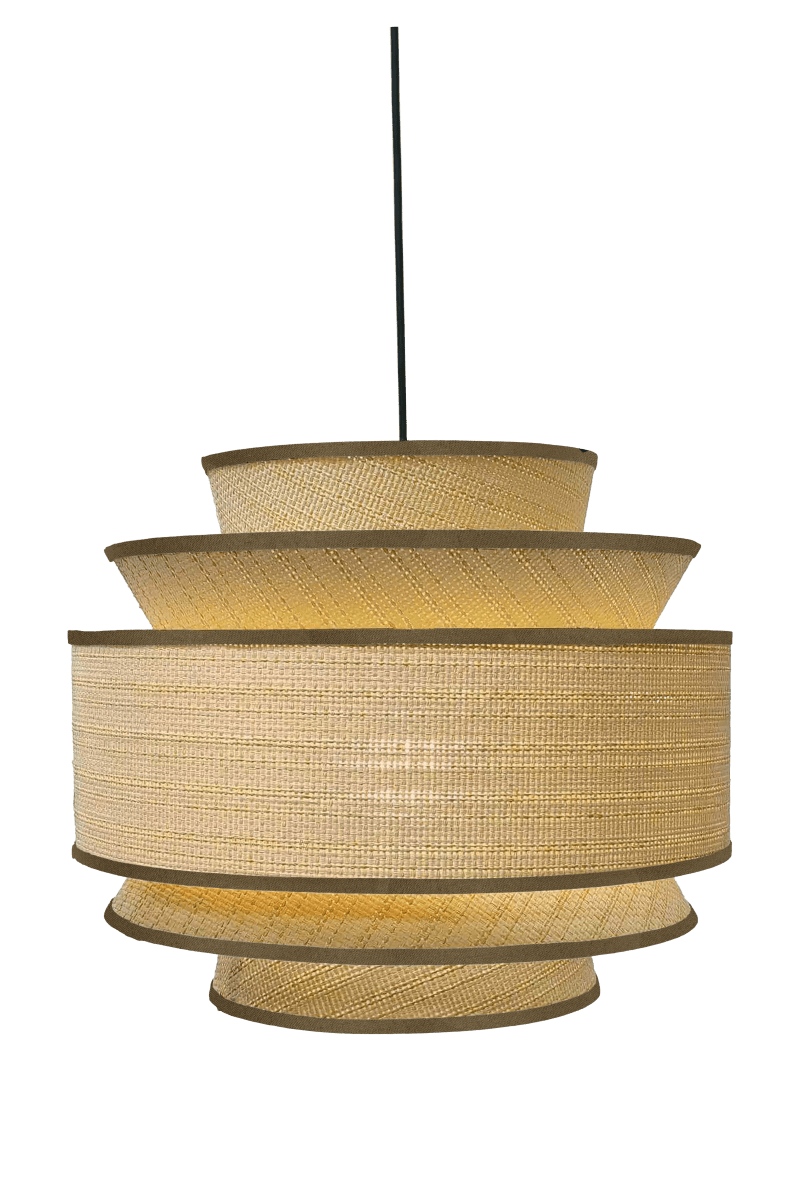 Ambrosia Ø50 Natur taklampa från Aneta Lighting - N&auml;r lampan &auml;r t&auml;nd silas ljuset genom pappersbasten och skapar ett varmt och st&auml;mningsfullt sken.