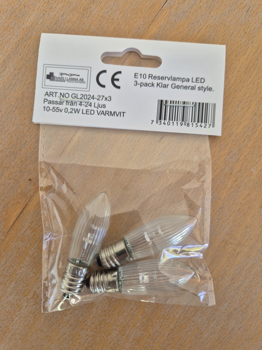 E10 LED 0,2W 2700K 3-pack från Pixie Design - 