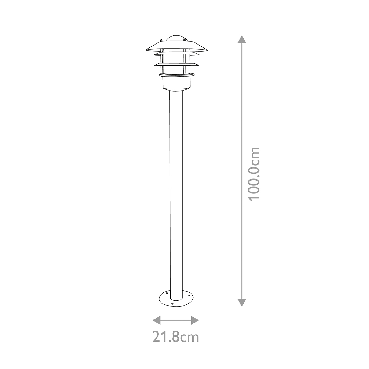 Helsingor 100cm Silver pollare från Elstead Lighting - Tillverkad av rostfritt st&aring;l i silverfinish och glas, erbjuder den en slitstark och v&auml;derbest&auml;ndig konstruktion som &auml;r perfekt vid uppfarter, entr&eacute;er eller tr&auml;dg&aring;rdsg&aring;ngar.