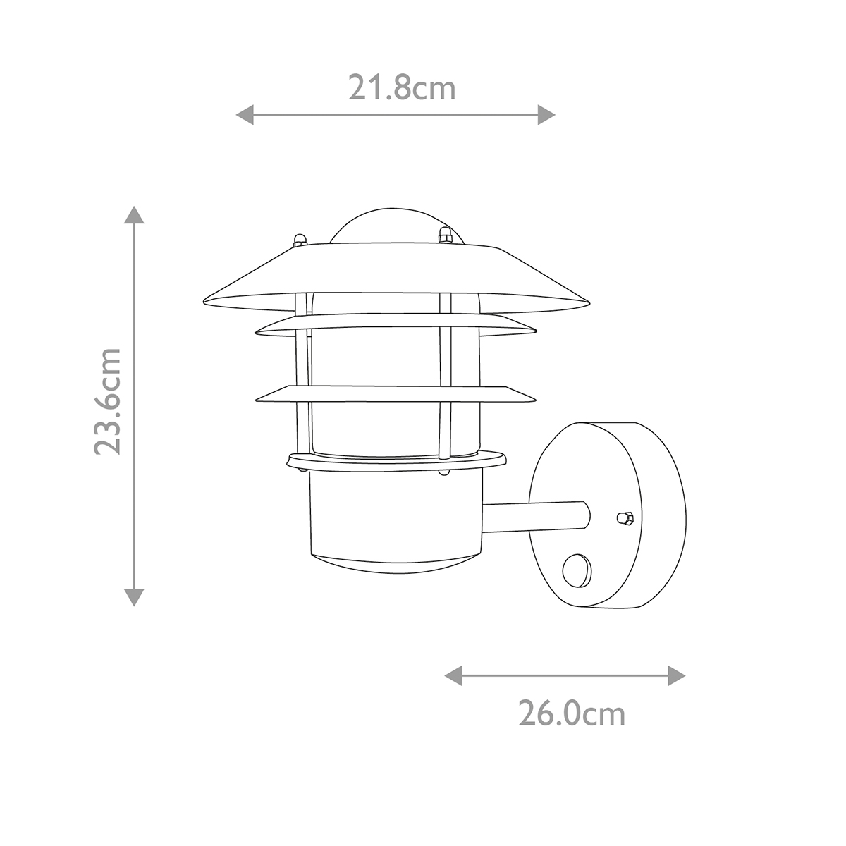 Helsingor PIR Ø22 Svart utelampa från Elstead Lighting - Tillverkad av rostfritt st&aring;l i svart finish och glas, erbjuder den en robust och v&auml;derbest&auml;ndig konstruktion som &auml;r perfekt f&ouml;r fasader, entr&eacute;er och uteplatser.