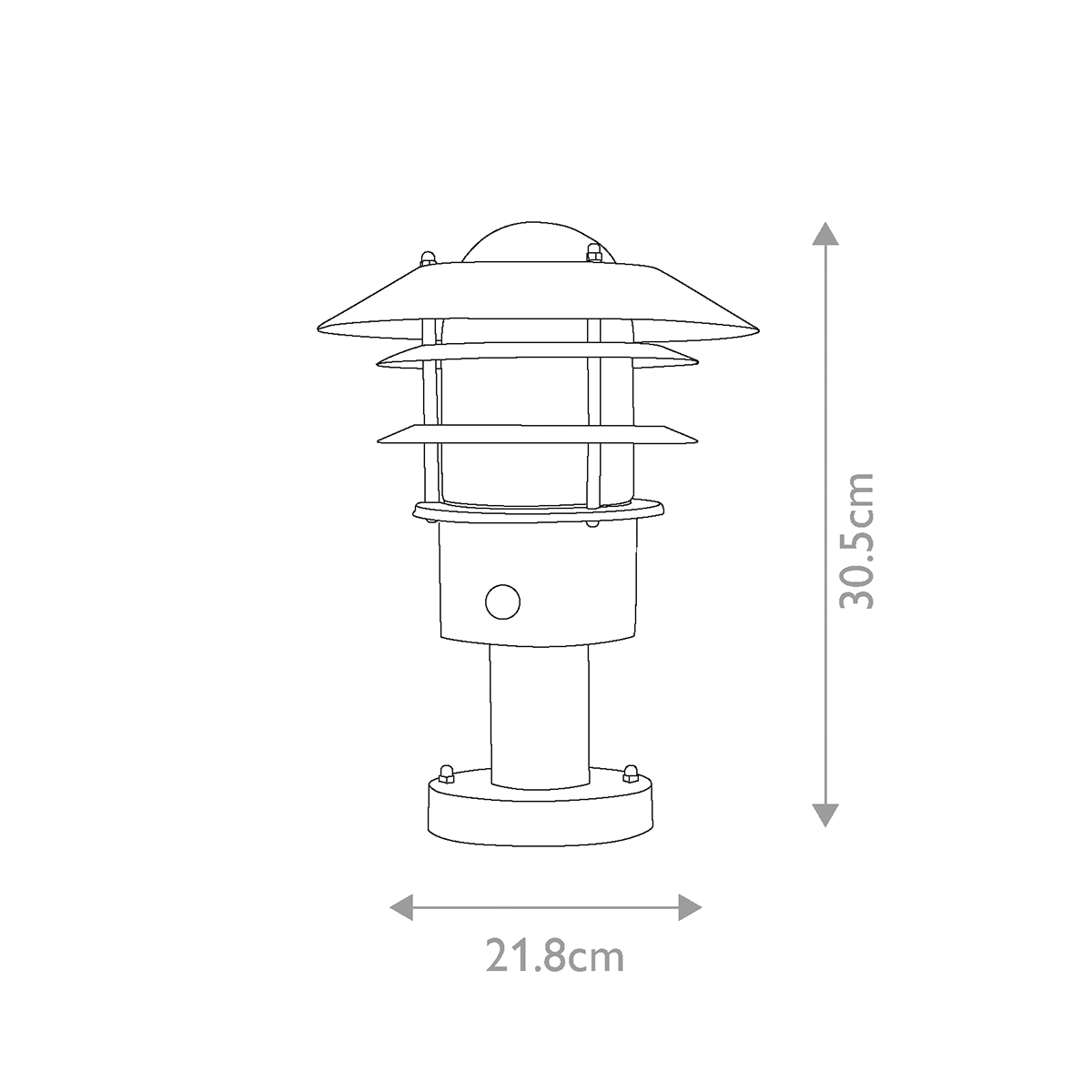 Helsingor PIR 30cm Svart från Elstead Lighting - Tillverkad av rostfritt st&aring;l i svart finish och glas, erbjuder den en robust och v&auml;derbest&auml;ndig konstruktion som &auml;r perfekt vid uppfarter, entr&eacute;er eller tr&auml;dg&aring;rdsg&aring;ngar.