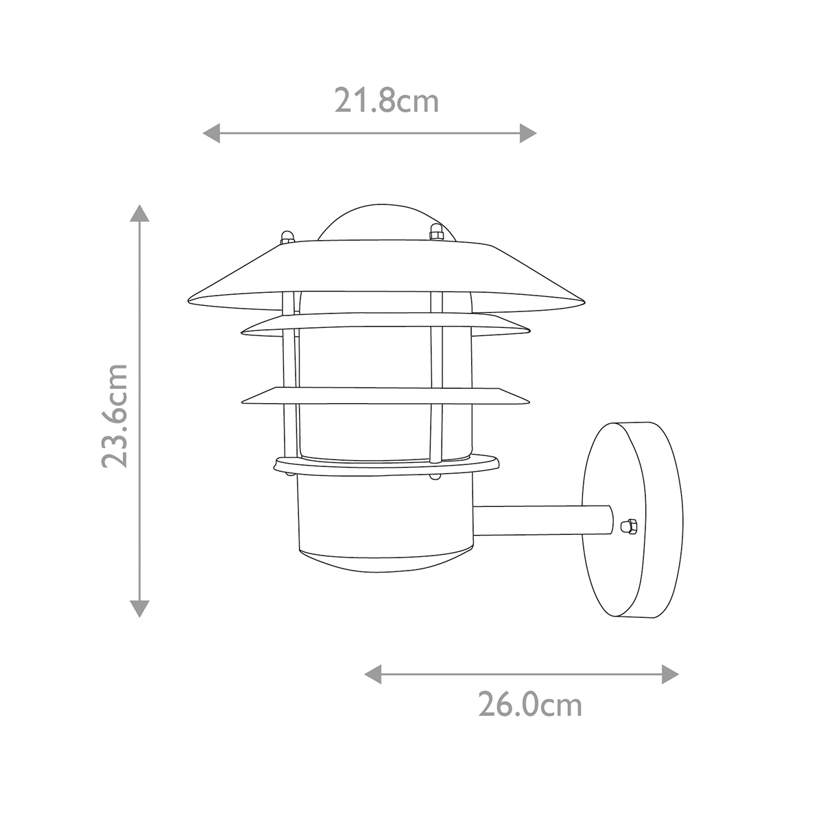 Helsingor Ø22 Silver utelampa från Elstead Lighting - Tillverkad av rostfritt st&aring;l i silverfinish och glas, erbjuder den en slitstark och v&auml;derbest&auml;ndig konstruktion som &auml;r perfekt f&ouml;r fasader, entr&eacute;er och uteplatser.