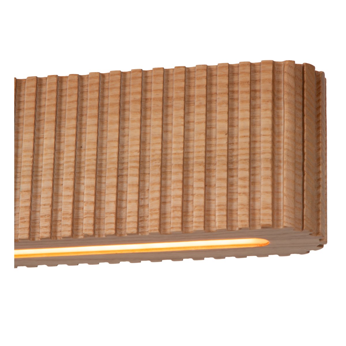 Bannister 150cm Ljust trä taklampa från Lucide - F&ouml;r att passa olika milj&ouml;er och behov kan f&auml;rgtemperaturen enkelt justeras vid installation via en DIP-switch, fr&aring;n varmt och ombonat ljus till ett klarare vitt ljus.