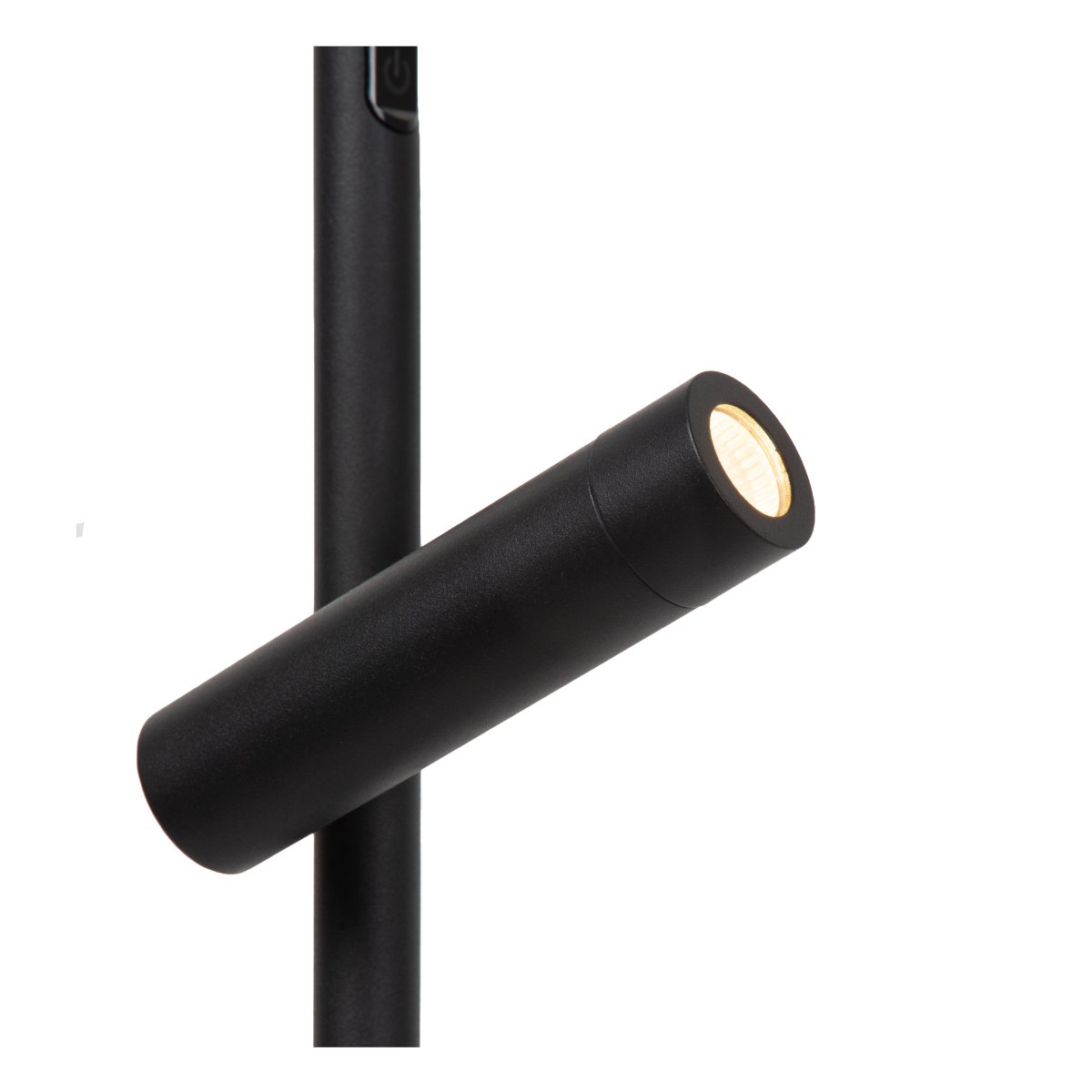 Ortolan Svart golvlampa från Lucide - Uplighten har en vridbar LED-panel i cirkelform som kan roteras runt sin egen axel f&ouml;r att rikta ljuset efter behov och lyser b&aring;de upp&aring;t och ned&aring;t &ndash; 690lm upptill och 506lm nedtill.
