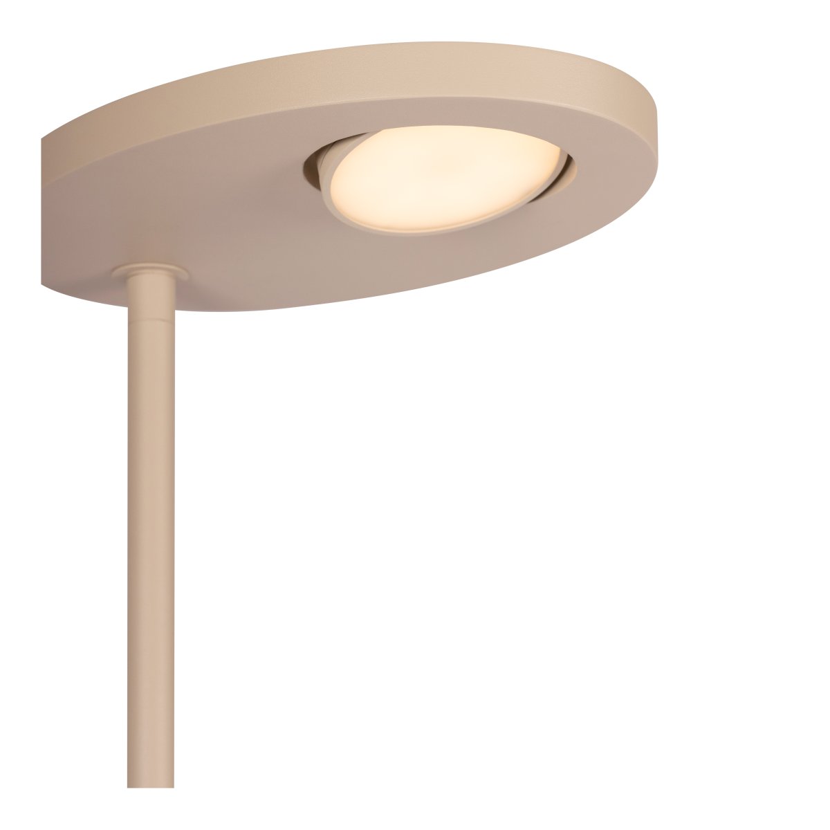 Ortolan Taupe golvlampa från Lucide - Uplighten har en vridbar LED-panel i cirkelform som kan roteras runt sin egen axel f&ouml;r att rikta ljuset efter behov och lyser b&aring;de upp&aring;t och ned&aring;t &ndash; 750lm upptill och 500lm nedtill.
