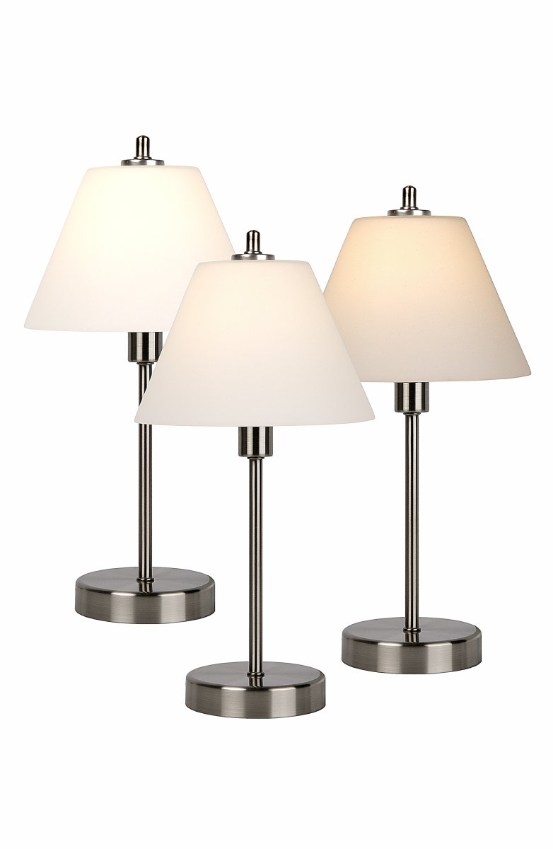 Touch 42cm Krom bordslampa från Lucide - T&auml;nd lampan genom att r&ouml;ra vid foten med fingret och tryck igen f&ouml;r att dimra ljuset stegvis till den niv&aring; du vill ha.
