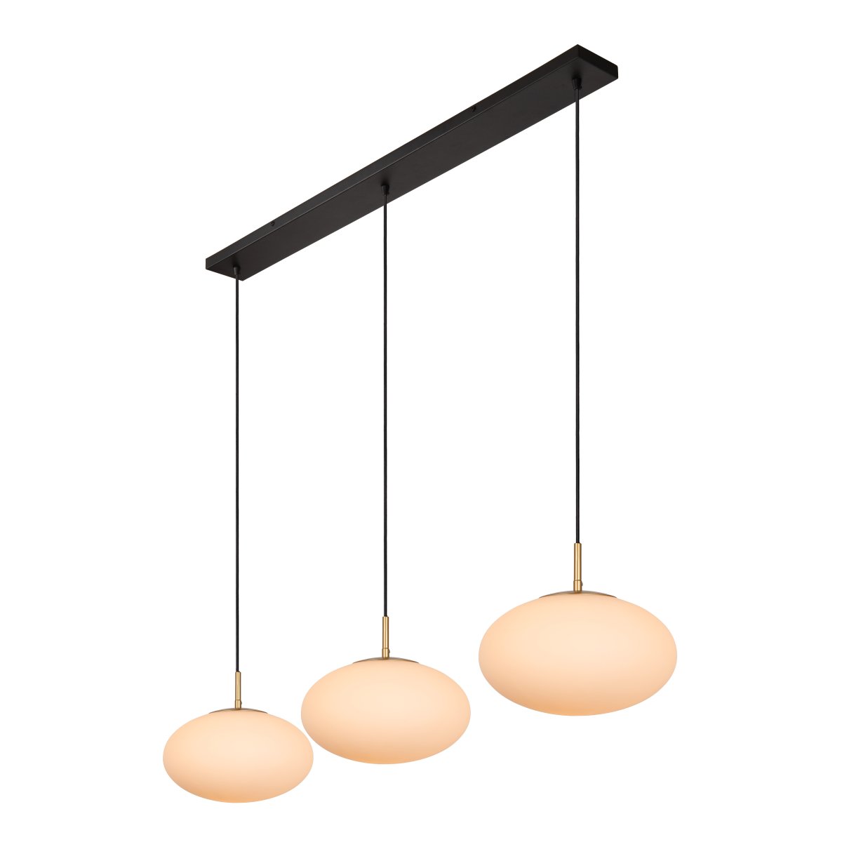 Elysee 130cm Vit taklampa från Lucide - Den stora glaskuporna p&aring; 30 cm i diameter sprider ett fint och diffust ljus, perfekt f&ouml;r att skapa en st&auml;mningsfull atmosf&auml;r.