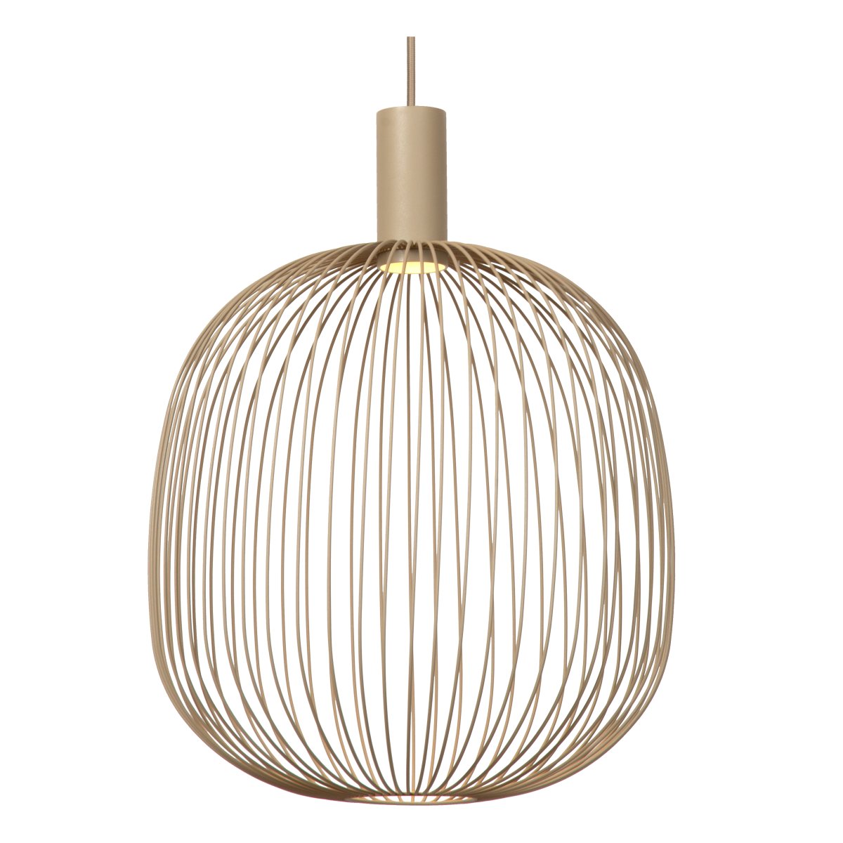 Esterel Ø40 Beige taklampa från Lucide - Esterel &auml;r en stilren pendellampa i beige metall med &ouml;ppen sk&auml;rm som ger ett mjukt och inbjudande ljus n&auml;r lampan &auml;r t&auml;nd.