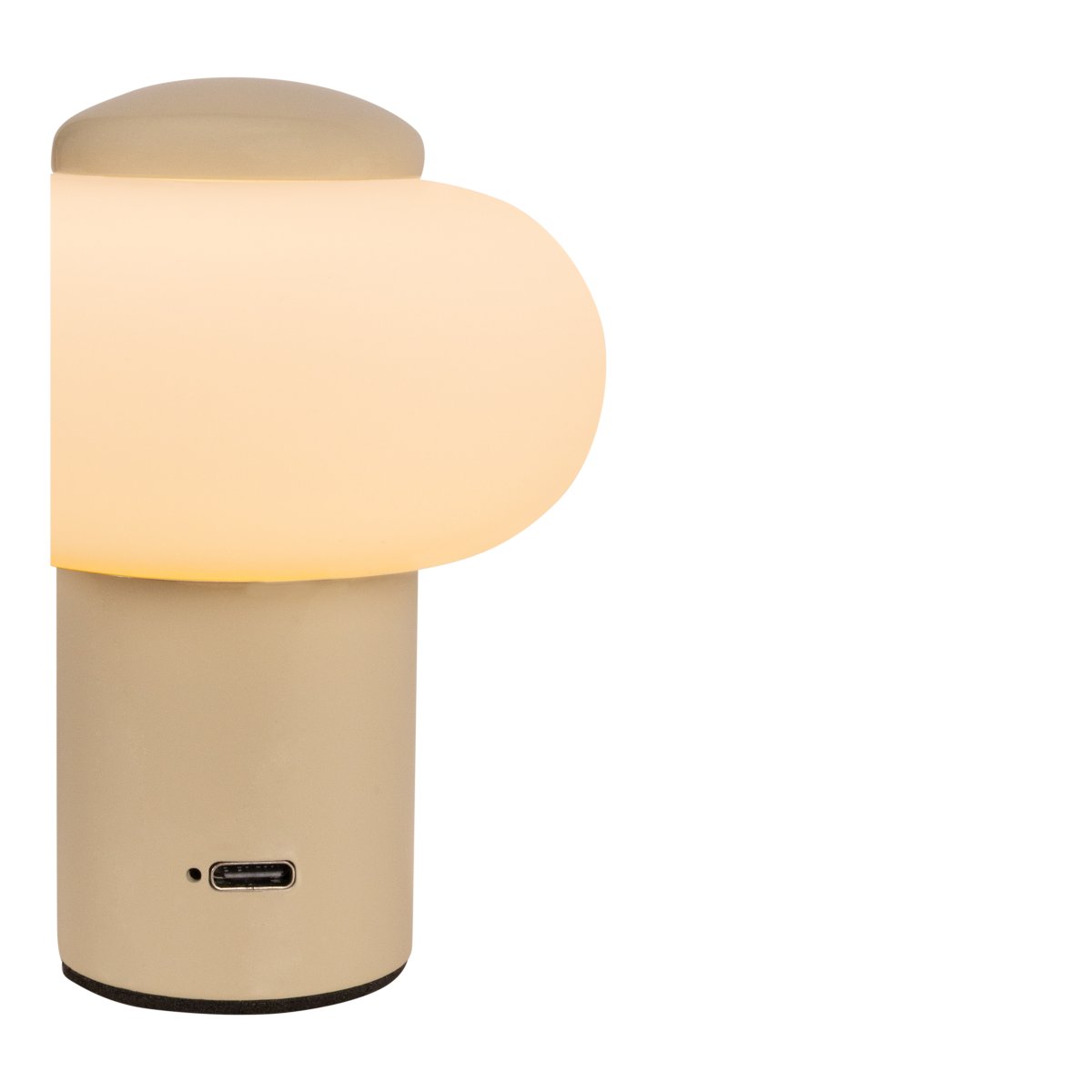 Gustav 10cm Krämfärgad portabel från Lucide - Gustav &auml;r en portabel bordslampa i metall och glas med en mjuk kr&auml;mf&auml;rgad ton som ger ett varmt och st&auml;mningsfullt ljus.