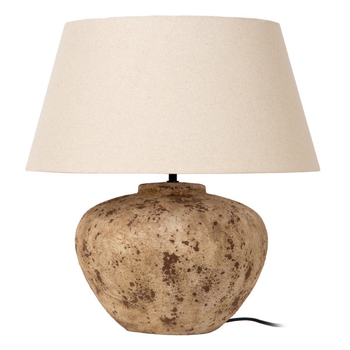 Davina 58cm Brun bordslampa från Lucide - Tillsammans med den ovala textilsk&auml;rmen i en mjuk vit ton skapas ett behagligt och ombonat ljus.