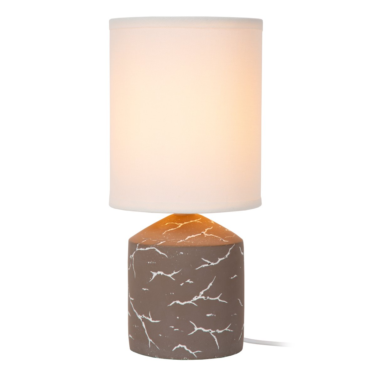 Fran 30cm Taupe bordslampa från Lucide - Fran bordslampa har ett stilrent uttryck med en dekorativ lampfot av keramik i m&ouml;rk beige f&auml;rg.