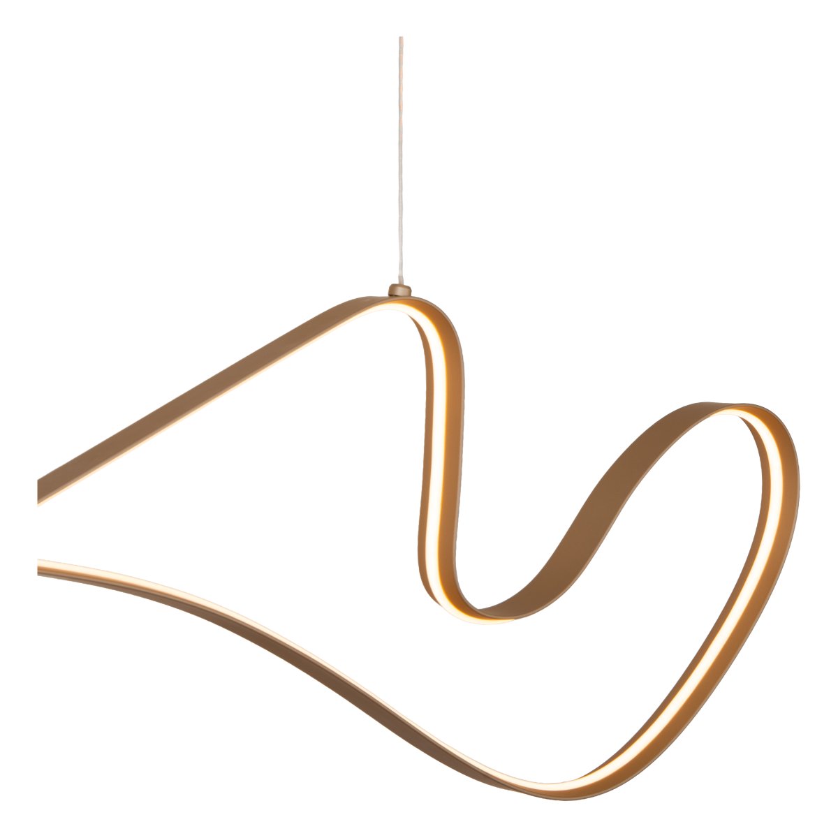 Lambada 165cm Champagne taklampa från Lucide - Den integrerade LED-listen sprider ett starkt och varmvitt ljus som b&aring;de lyser upp effektivt och skapar en inbjudande atmosf&auml;r.