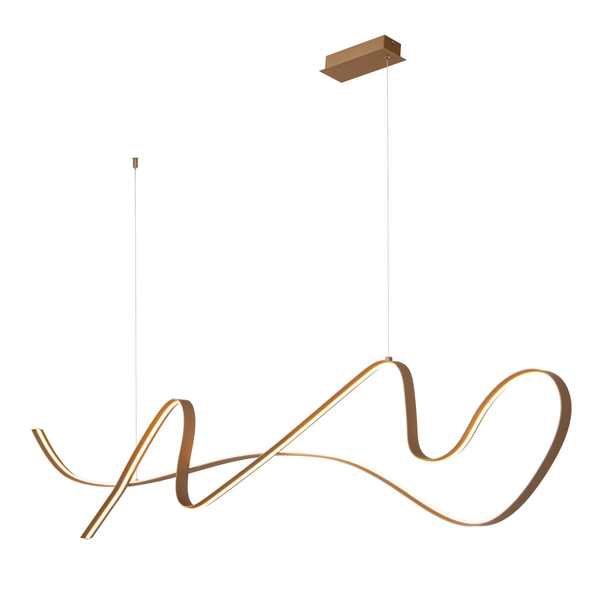 Lambada 165cm Champagne taklampa från Lucide - Den integrerade LED-listen sprider ett starkt och varmvitt ljus som b&aring;de lyser upp effektivt och skapar en inbjudande atmosf&auml;r.