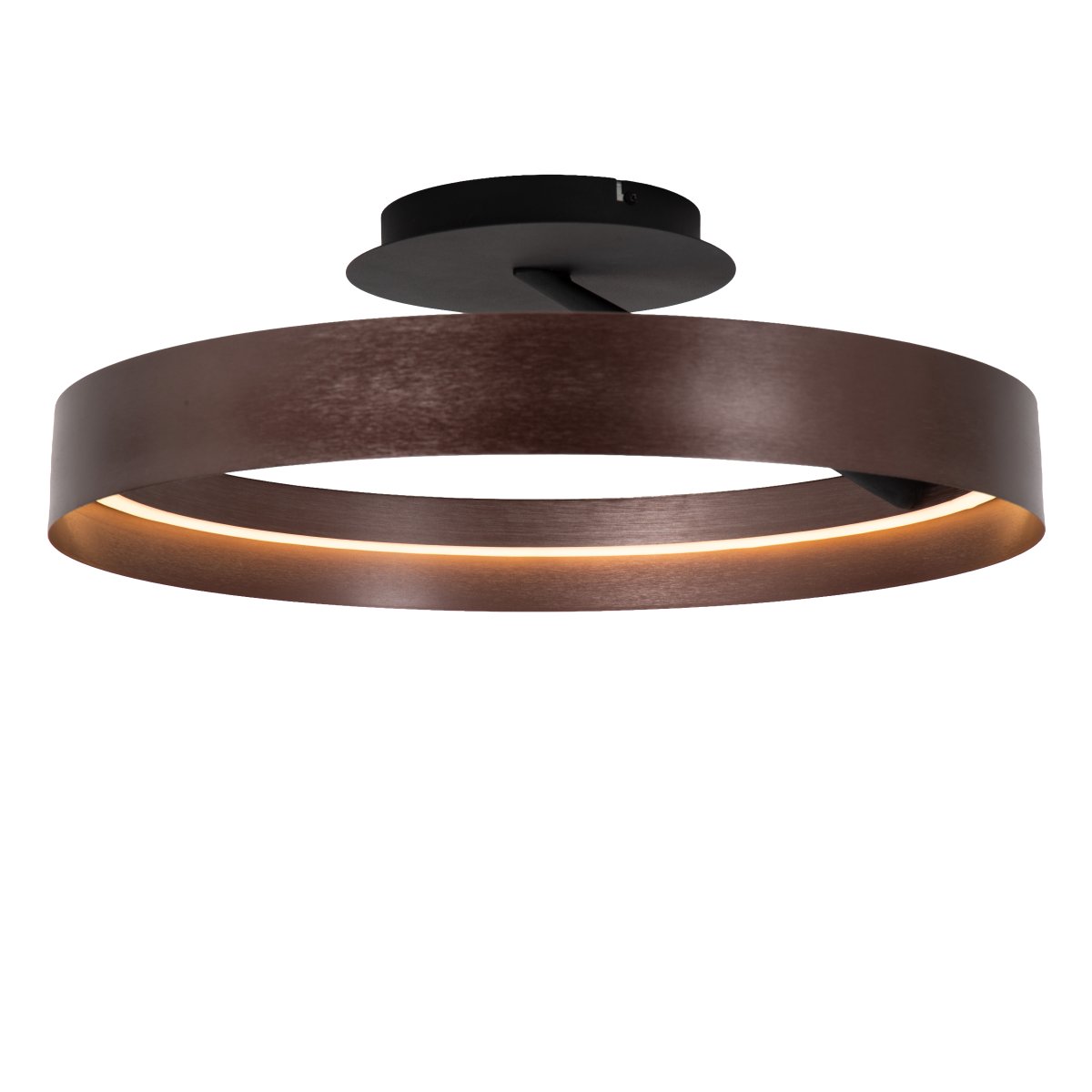 Leonard Ø55 Brun plafond från Lucide - Leonard &auml;r en modern plafond som kombinerar en metallisk brun finish med stilrena svarta detaljer.