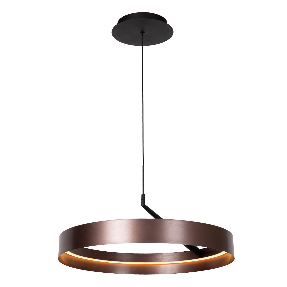 Leonard Ø55 Brun taklampa från Lucide - Leonard &auml;r en modern takpendel som kombinerar en metallisk brun finish med stilrena svarta detaljer.