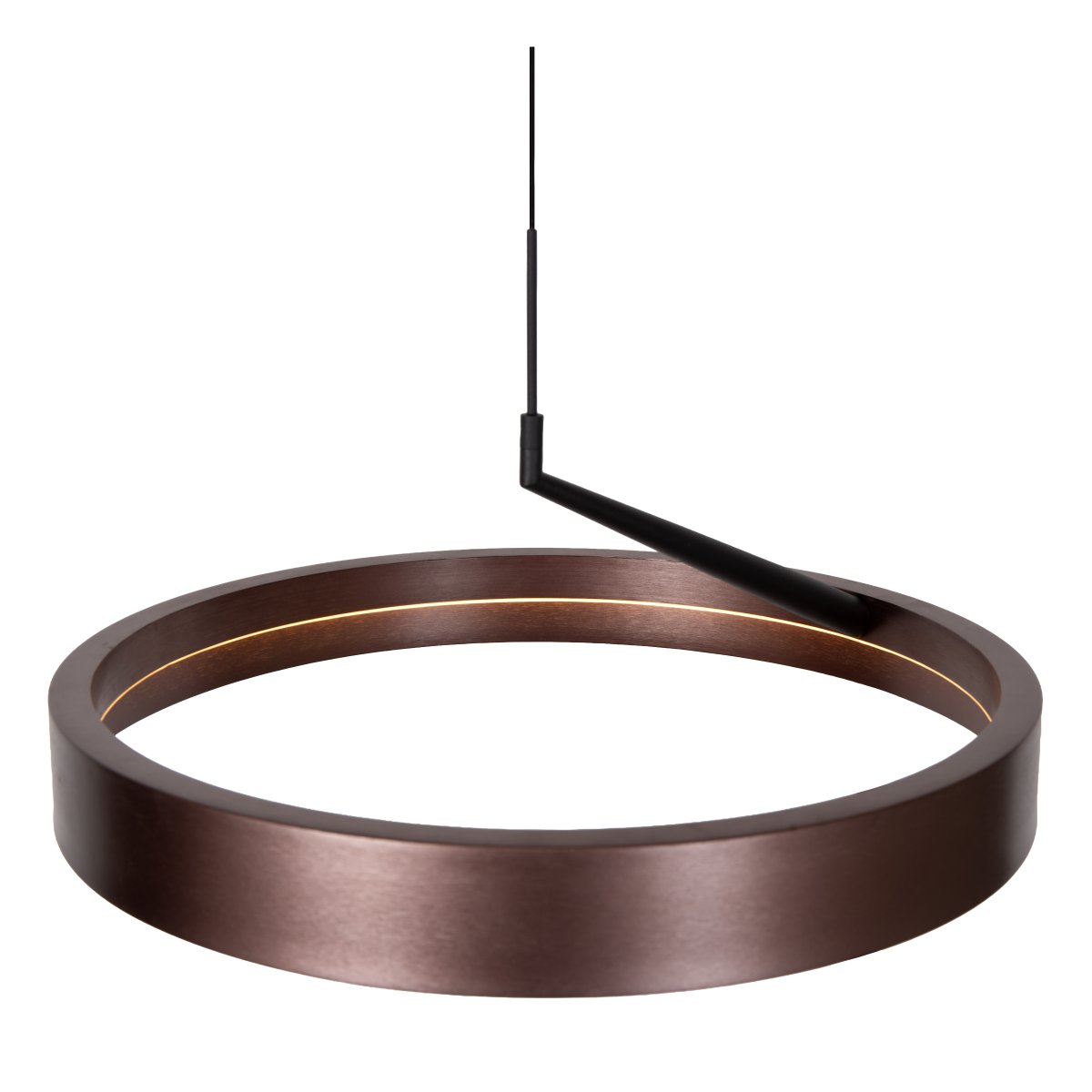 Leonard Ø55 Brun taklampa från Lucide - Leonard &auml;r en modern takpendel som kombinerar en metallisk brun finish med stilrena svarta detaljer.
