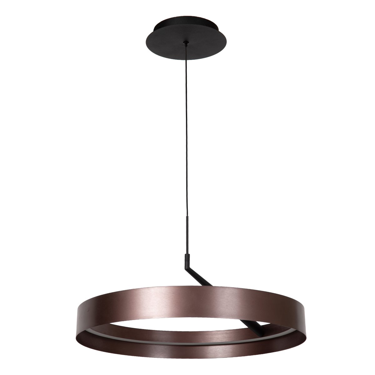 Leonard Ø55 Brun taklampa från Lucide - Leonard &auml;r en modern takpendel som kombinerar en metallisk brun finish med stilrena svarta detaljer.