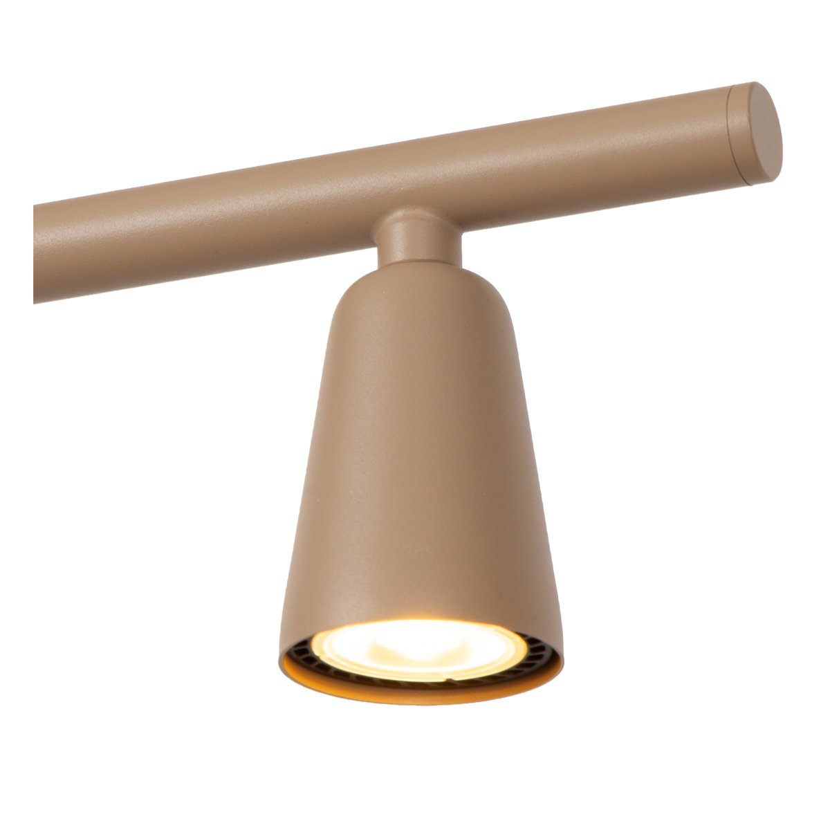 Tiana 95cm Beige taklampa från Lucide - Tiana pendel &auml;r en stilren och modern taklampa i beige metall med fyra ned&aring;triktade spotlights som ger ett bl&auml;ndfritt och dekorativt ljus.
