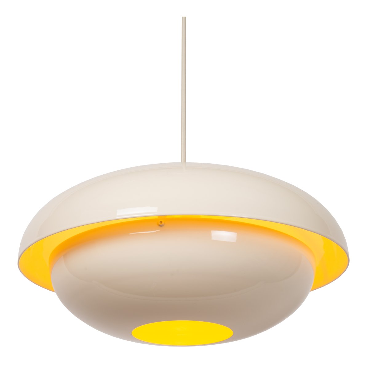 Younes Ø40 Krämvit taklampa från Lucide - Denna pendellampa i kr&auml;mvit metall &auml;r ett uttrycksfullt designelement som ger rummet en varm och modern karakt&auml;r.