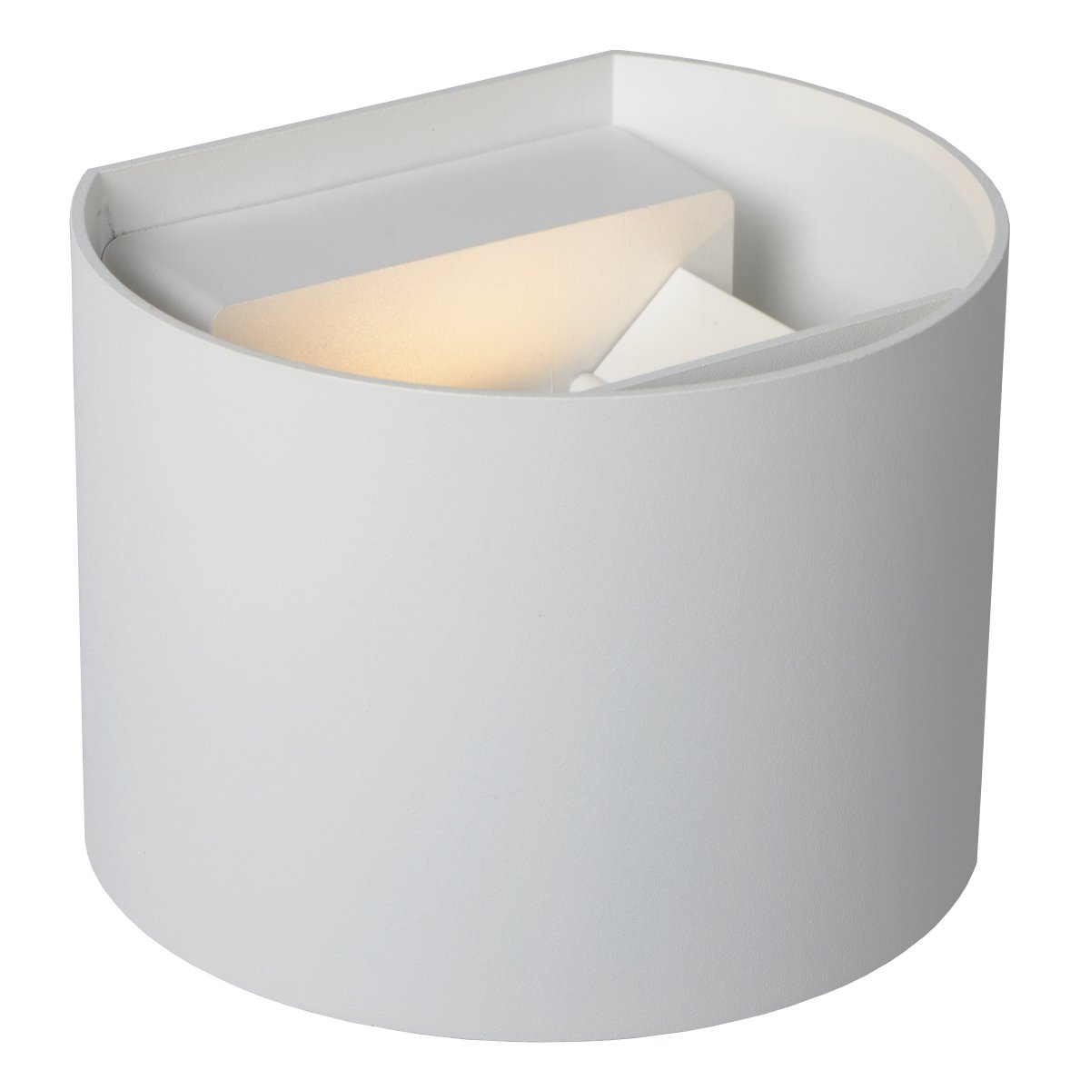 Axi Vit badrumslampa från Lucide - Axi v&auml;gglampa &auml;r redo att lysa upp ditt badrum med sina eleganta former och med den integrerade LED belysningen kombinerar den stil med funktionalitet.