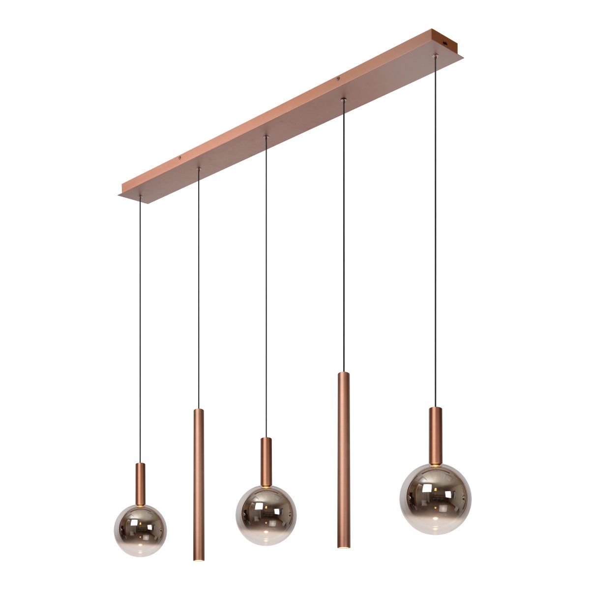 Jasmine 138cm Koppar taklampa från Lucide - Jasmine &auml;r en i&ouml;gonfallande och skulptural pendel med en bredd p&aring; ca 140 cm och elegant kopparfinish.