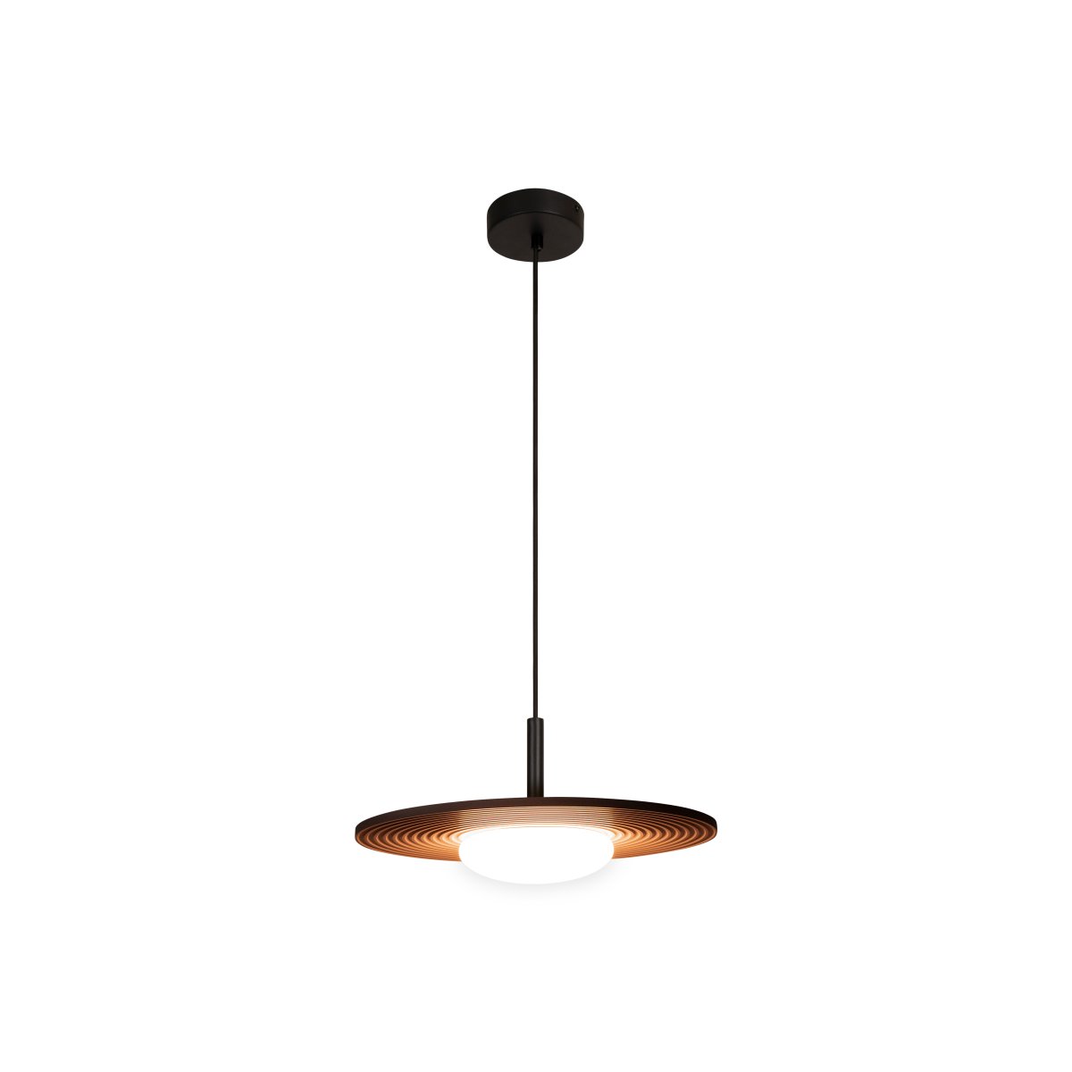 Carmino Ø38 Terracotta taklampa från Lucide - Carmino takpendel har ett modernt uttryck med en platt sk&auml;rm av tr&auml; i en varm terrakottaf&auml;rg.