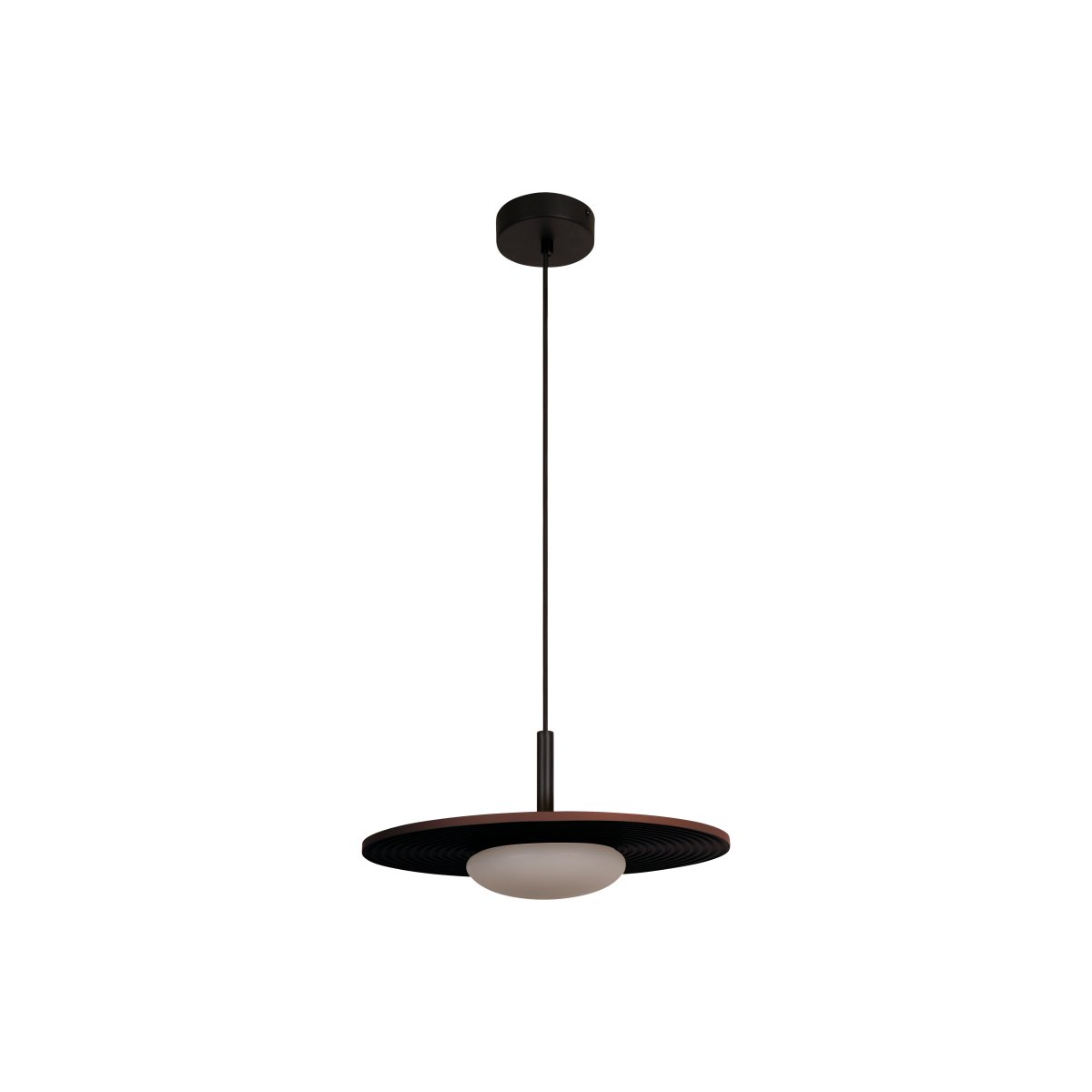 Carmino Ø38 Terracotta taklampa från Lucide - Carmino takpendel har ett modernt uttryck med en platt sk&auml;rm av tr&auml; i en varm terrakottaf&auml;rg.